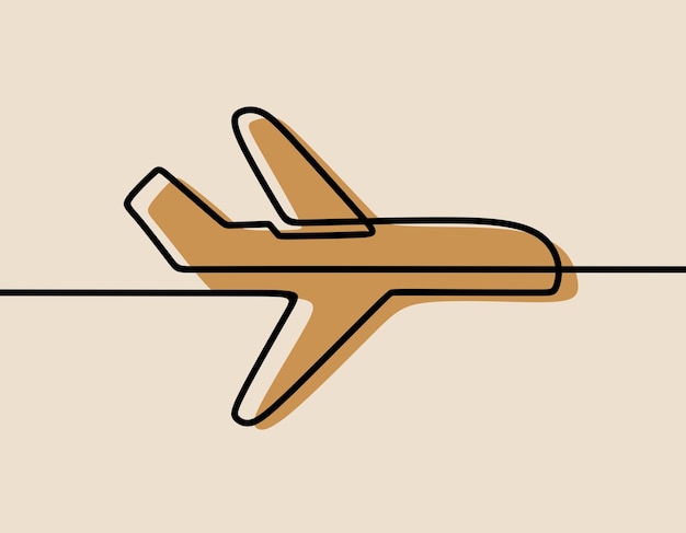 Vector plane oneline continuous line art