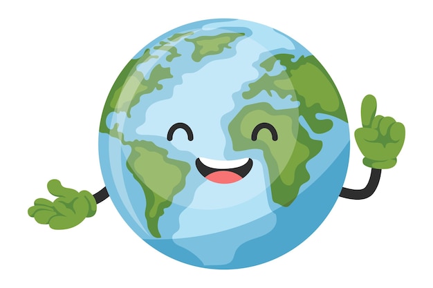 Vector planet earth cartoon character design for earth day national pollution prevention day world environment day concept of prevention against environmental pollution and care of our planet