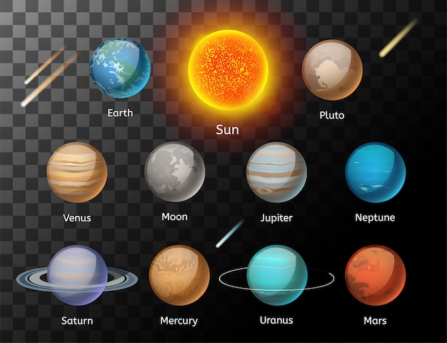 Vector planets colorful vector set