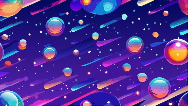 Vector planets of galaxy space illustration icons and land crack fantastic