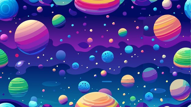 Vector planets of galaxy space illustration icons and land crack fantastic