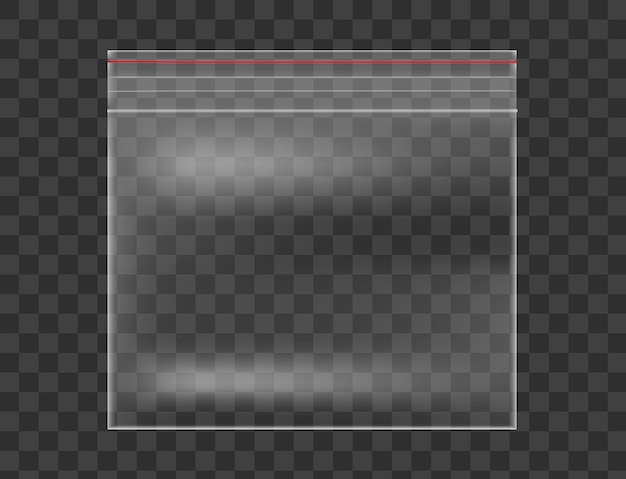 Plastic Transparent bag isolated on checkered background.