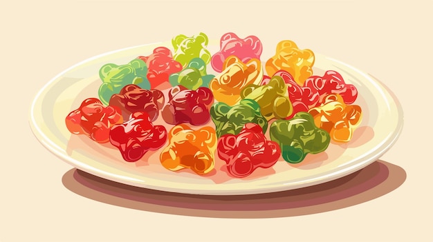 Vector a plate of gummy bears with hearts on it