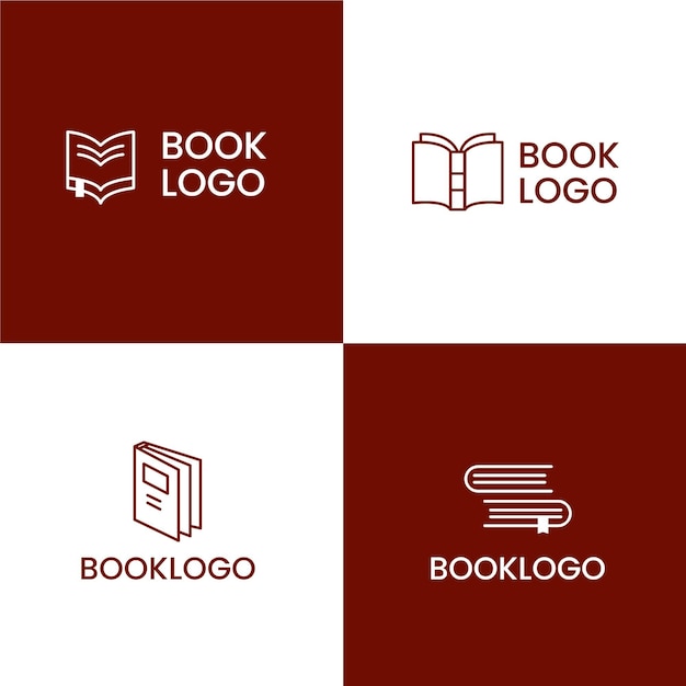 Platte ontwerp boek logo set