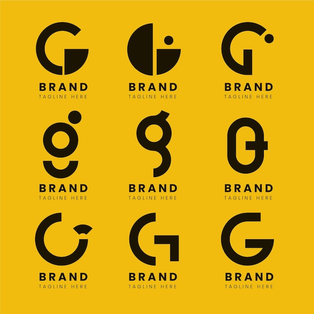 Platte ontwerp G brief logo pack