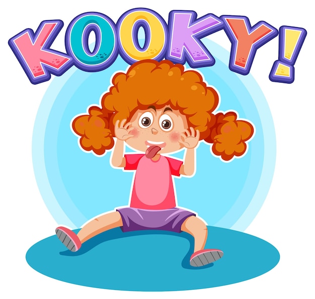 Playful cartoon character with kooky word expression