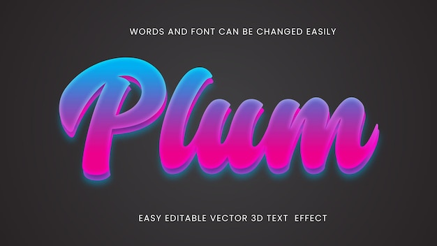 Plum 3d Text effect style font