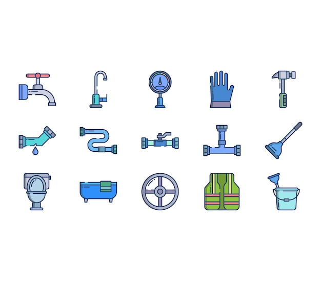 Plumber vector icon set