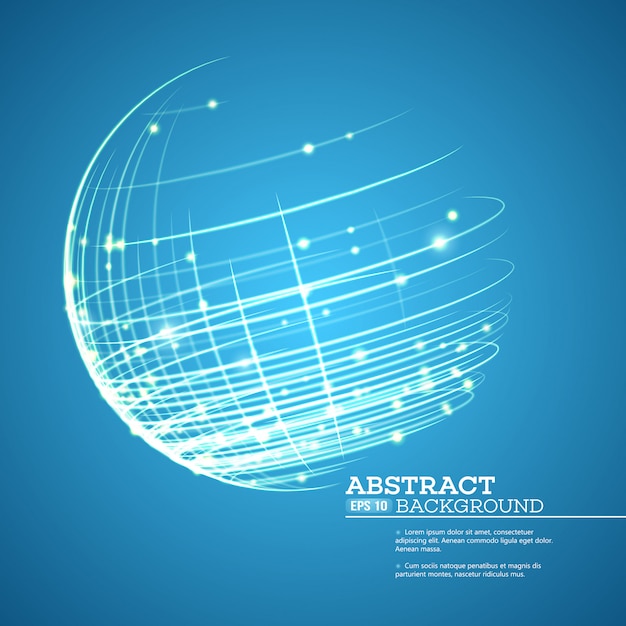 Point and curve constructed the sphere wireframe