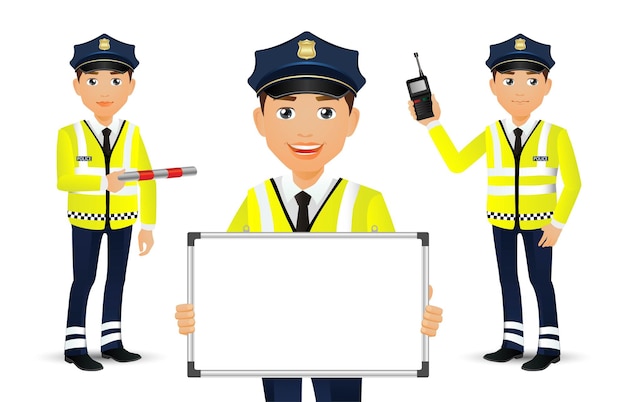 Vector policeman characters in different poses