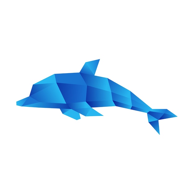 Polygonal dolphin logo design vector