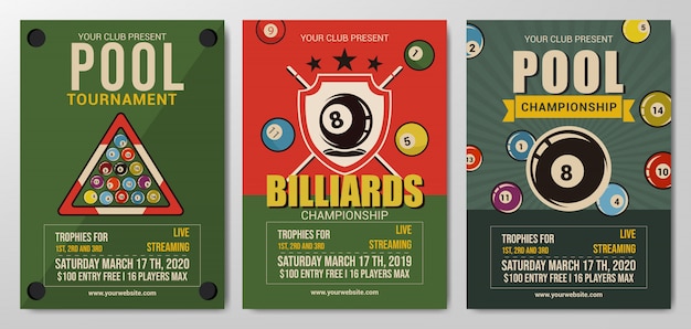 Pool or billiards championship flyer template