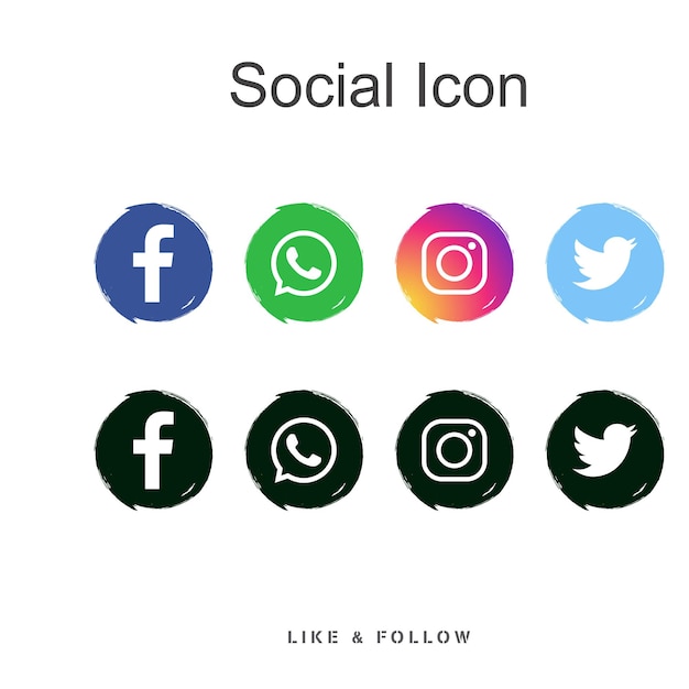 Popular Social Media circular logo collections