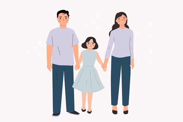 Portrait of happy family cartoon illustration