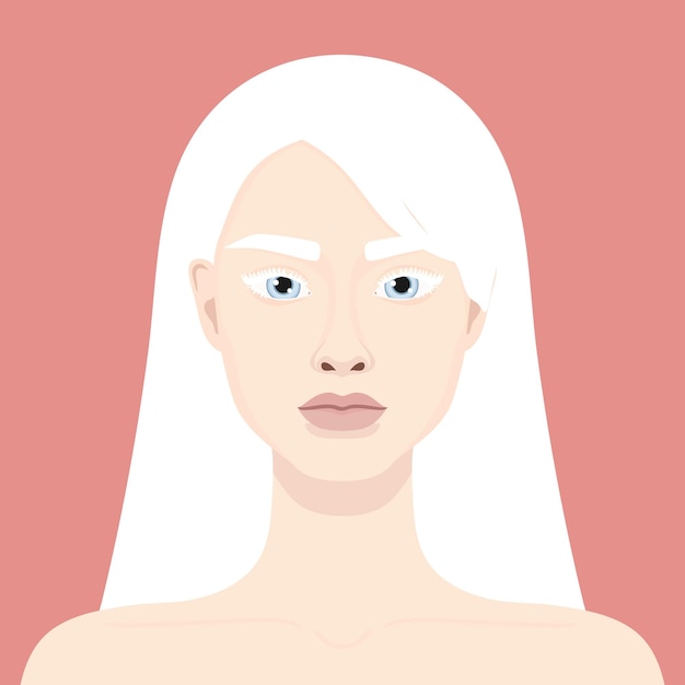 Vector portret van een albine vrouw avatar van een meisje met albinisme genetisch zeldzaam uiterlijk vectorillustratie