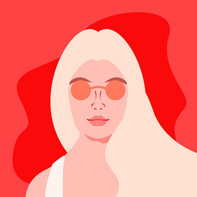 Vector portret van meisje platte illustratie