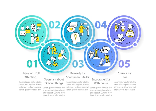 Positive communication blue circle infographic template