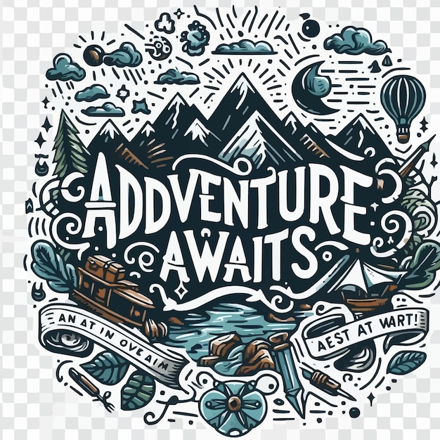 Vector a poster for the adventure begins with mountains and a place called adventure