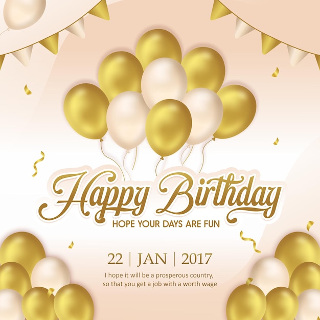 Vector a poster for a birthday party with balloons and the words happy birthday