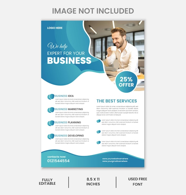 a poster for a business that says photo of a man on the front