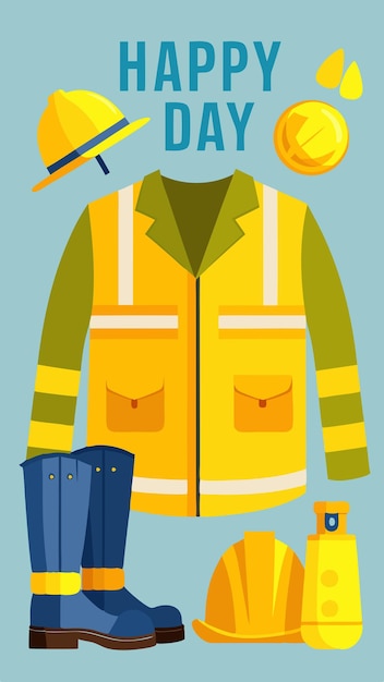 Vector a poster for a construction worker with a yellow vest that says hard work day