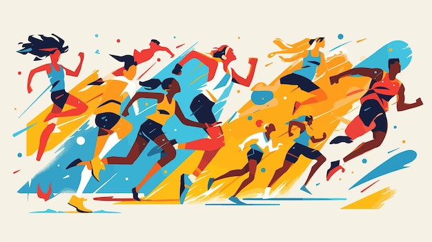 Vector a poster of a group of people running in a race