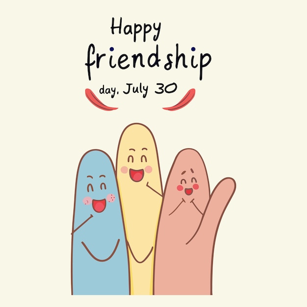 Vector a poster for happy friendship day with a hand pointing at the bottom