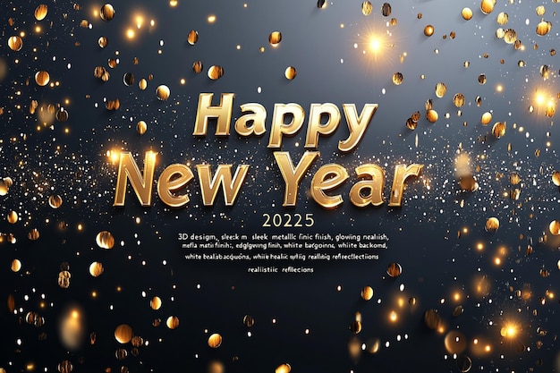 Vector a poster for happy new year with gold confetti on the black background