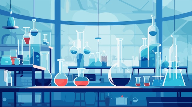 Vector a poster of a laboratory with a bottle of test tubes and a bottle of liquid