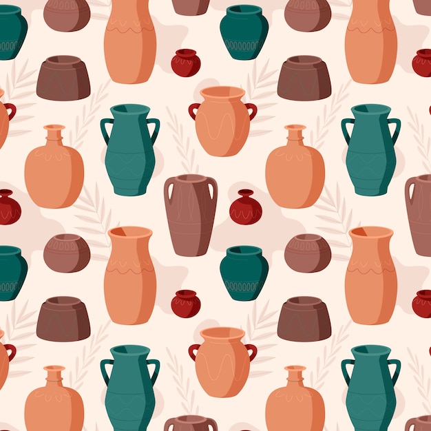 Vector pottery pattern in flat design