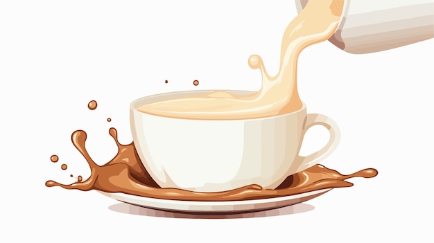 Vector pouring milk into coffee with free space for text