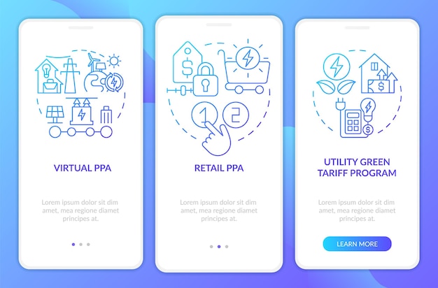 PPA type blue gradient onboarding mobile app screen