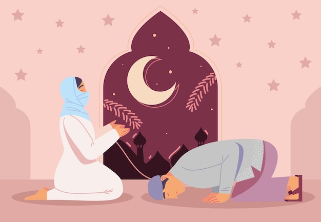 Praying arabic couple