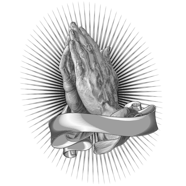 Praying Hands With Parchment Grayscale