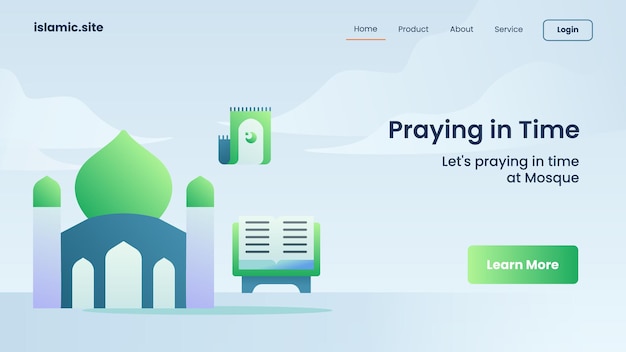 Praying in time for website template landing or homepage design