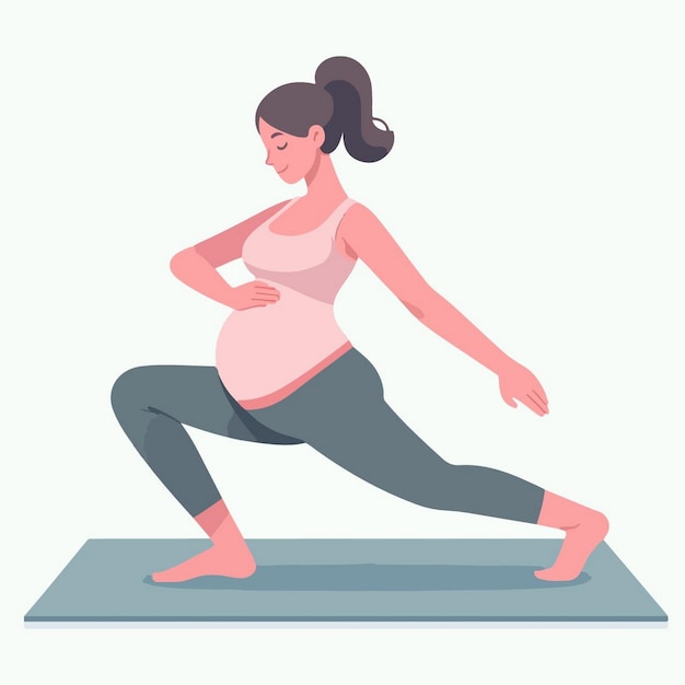 a pregnant woman is doing yoga on a mat