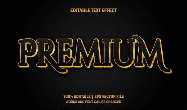 Premium Gold Editable Text Effect Style Vector