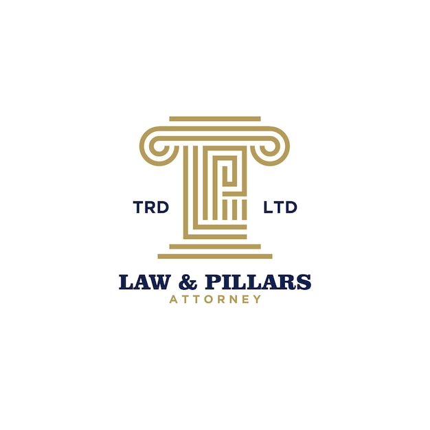 Premium law pillars attorney with initial letter L and P logo design