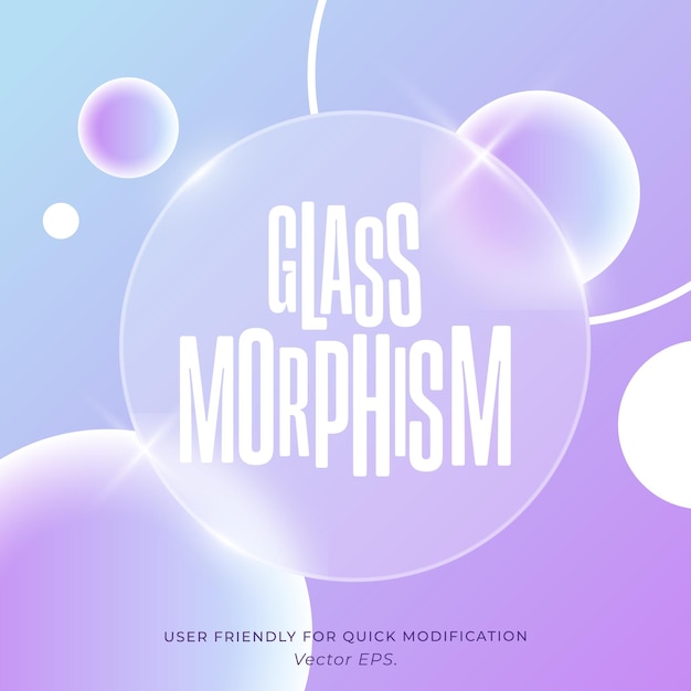 Vector premium realistic glossy glassmorphism with glass effect for social media or banner blue purple