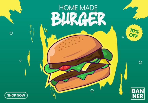 Premium vector burger food social media post banner template