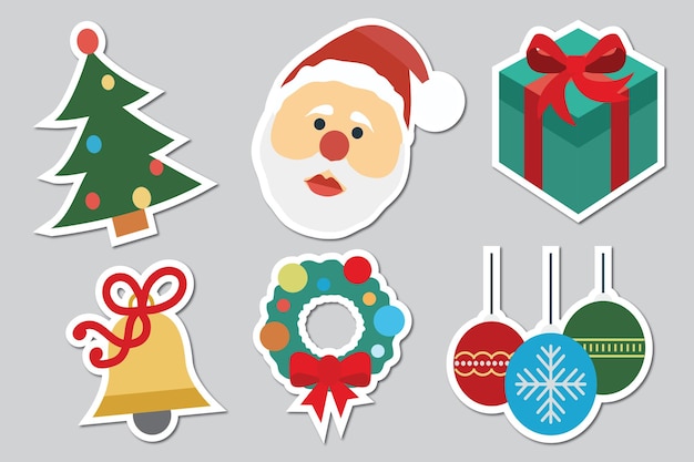 Premium vector of christmas stickers sticker pack design