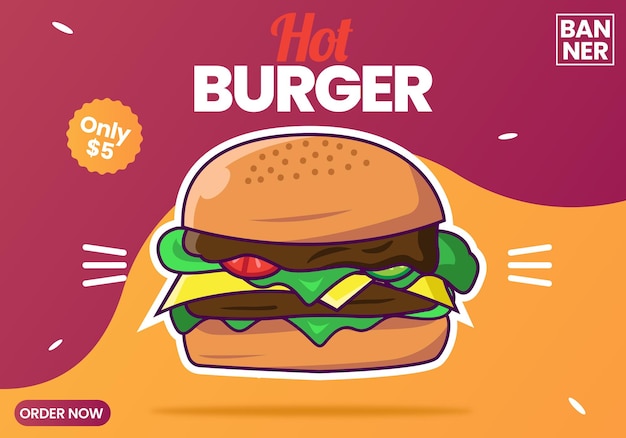 Premium vector delicious spicy burger food menu and social media post template