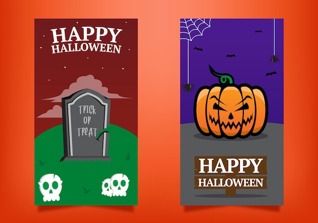 Premium vector flat design halloween set banner template