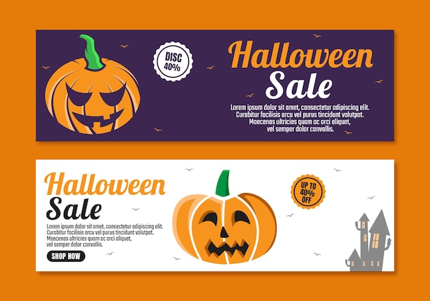 Premium vector flat halloween sale banners