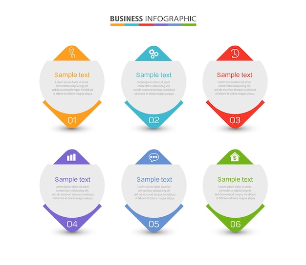 Presentation business infographic template with 6 options