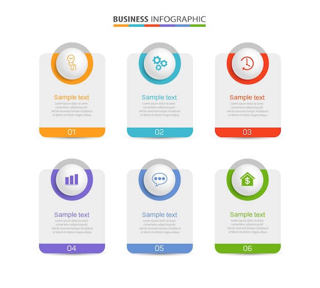 Presentation business infographic template with 6 options