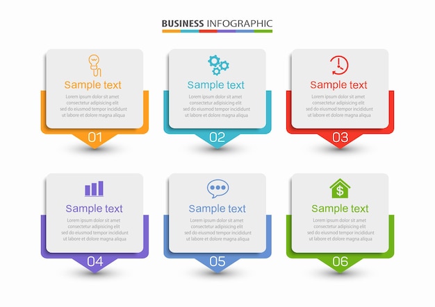 Presentation business infographic template with 6 options