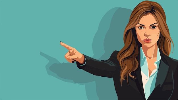 Vector pretty young businesswoman pointing at something