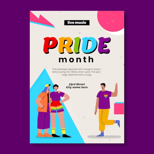 Pride month geometric poster template