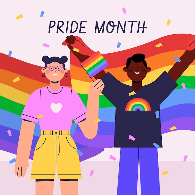 Pride month hand drawn flat lgbt illustration